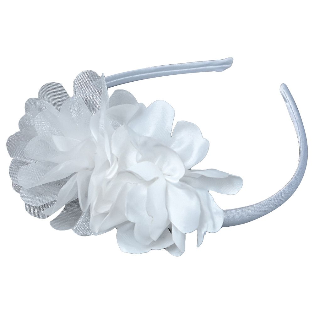 Ddaniela - Delia Flower Party Dress with Headband - White