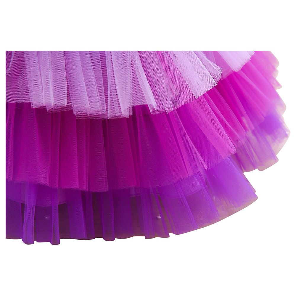 Ddaniela - Brisget Girls Bow Front Side Layered Dress - Purple