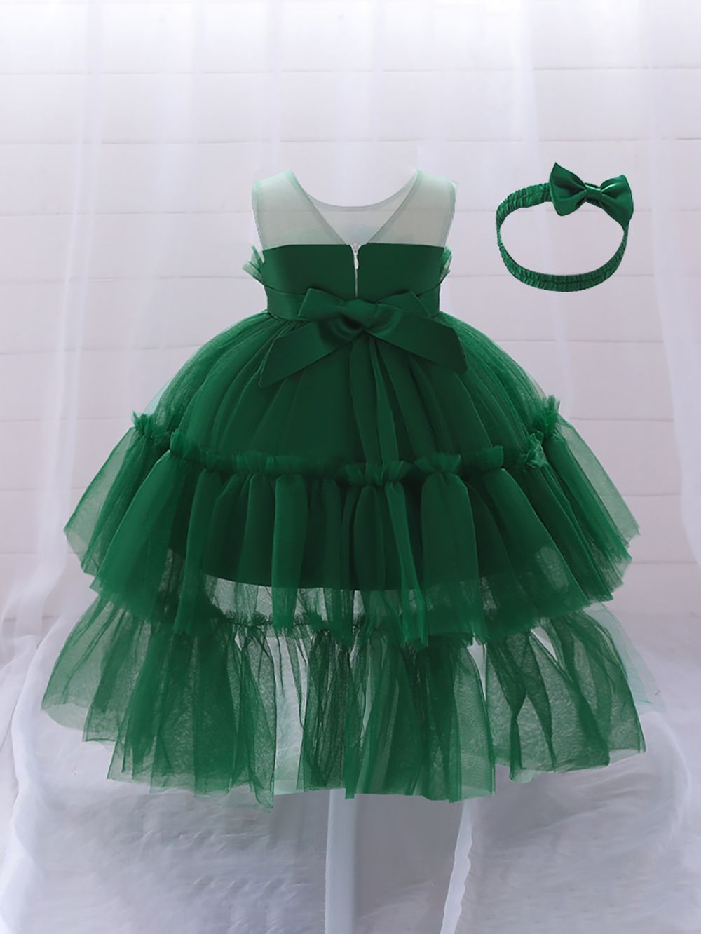 D' Daniela - Antonia Collection Green Dress W/ Short Tail