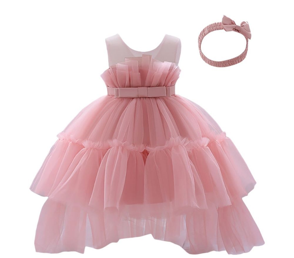 D' Daniela - Antonia Collection Pink Dress W/ Short Tail