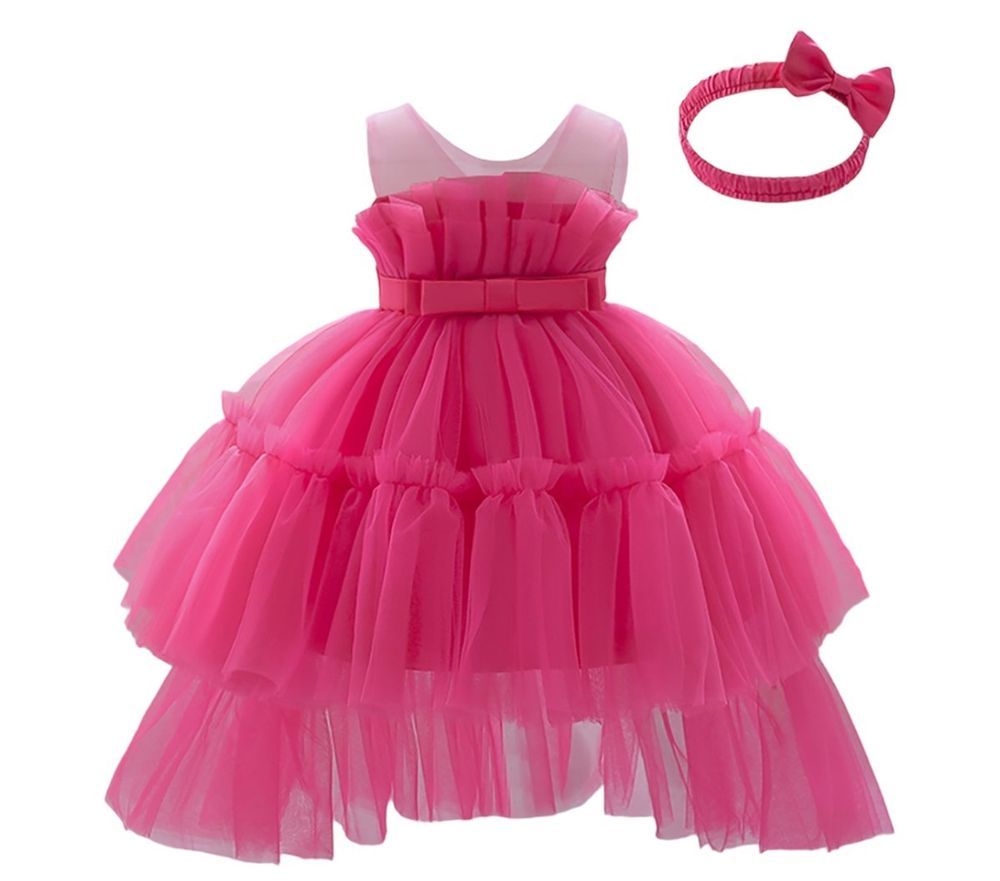 D' Daniela - Antonia Collection Hot Pink Dress W/ Short Tail