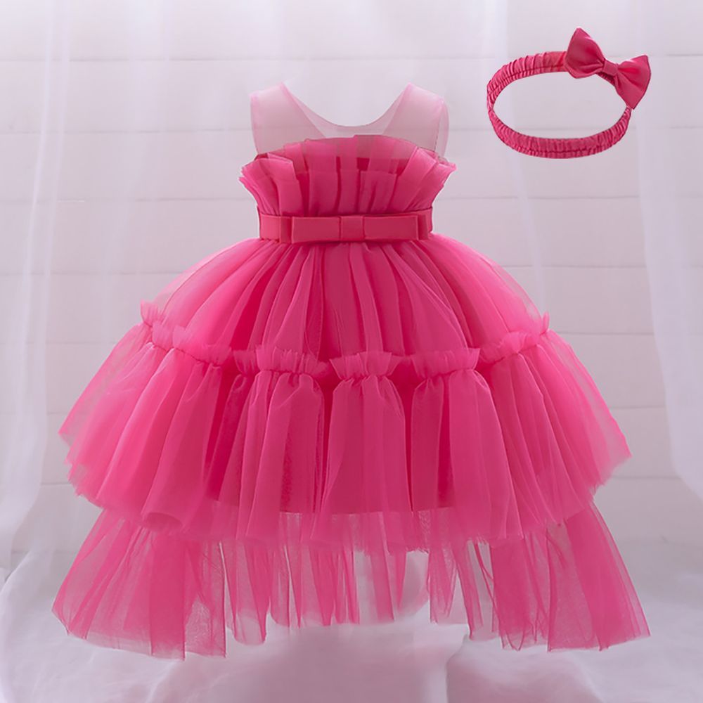 D' Daniela - Antonia Collection Hot Pink Dress W/ Short Tail