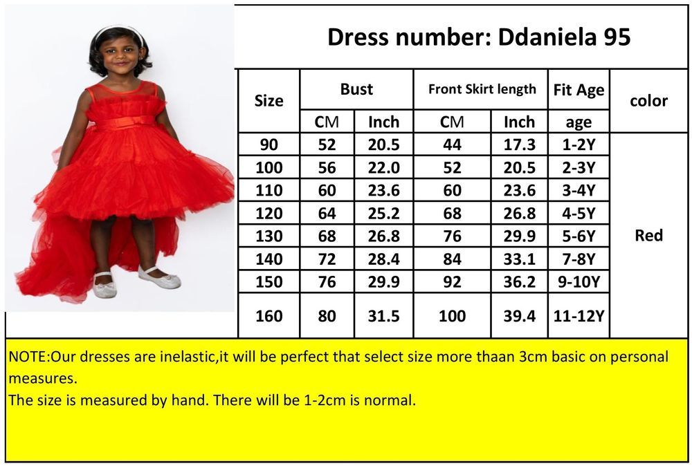 D' Daniela - Girl's Bow Front Ruffle Hem Mesh Gown Dress With Long Tail - Red