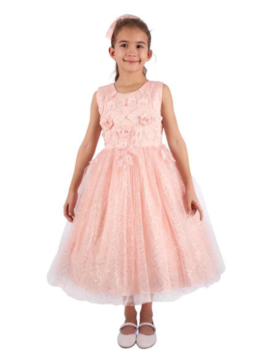 D' Daniela - Olivia Girl's Party Dress With Headband - Pink