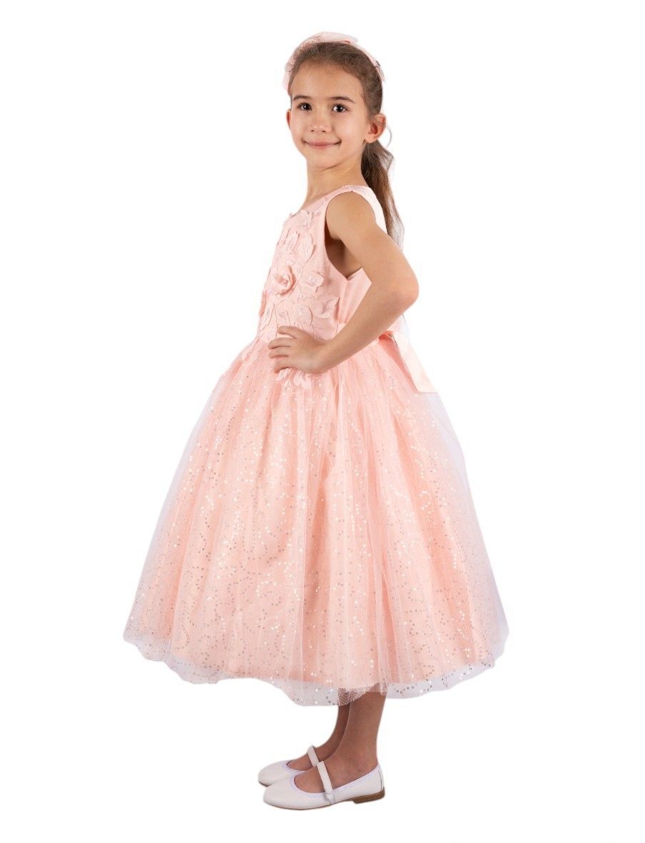 D' Daniela - Olivia Girl's Party Dress With Headband - Pink