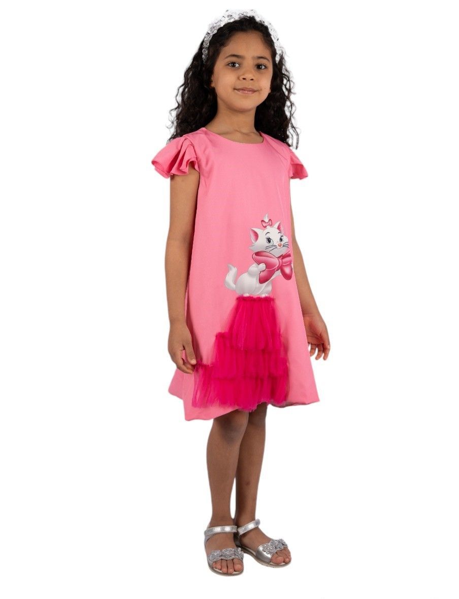 D' Daniela - Kitten Cartoons Girl's Casual Dress - Pink