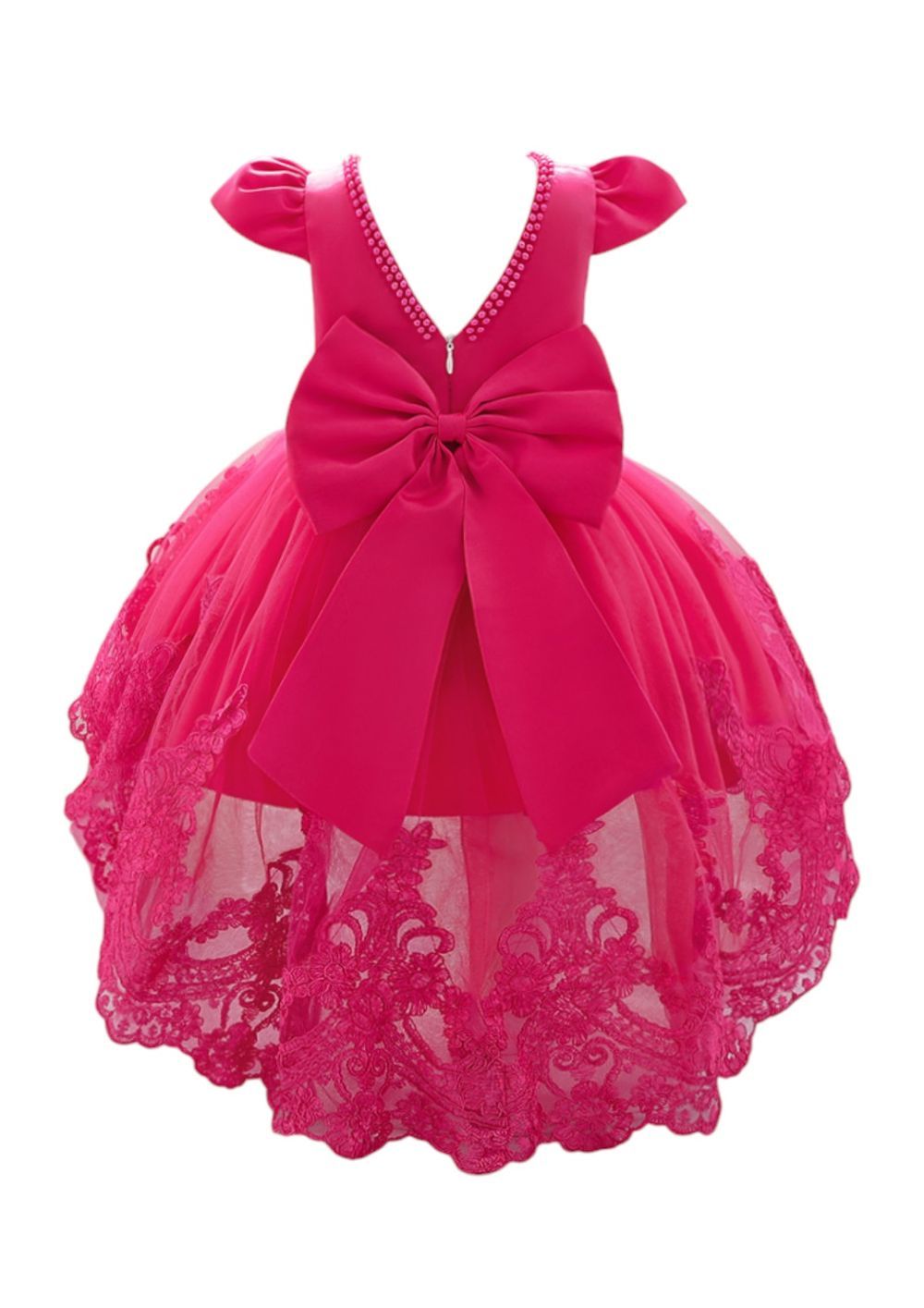 D' Daniela - Girl's Embroidery Princess Dress - Hot Pink