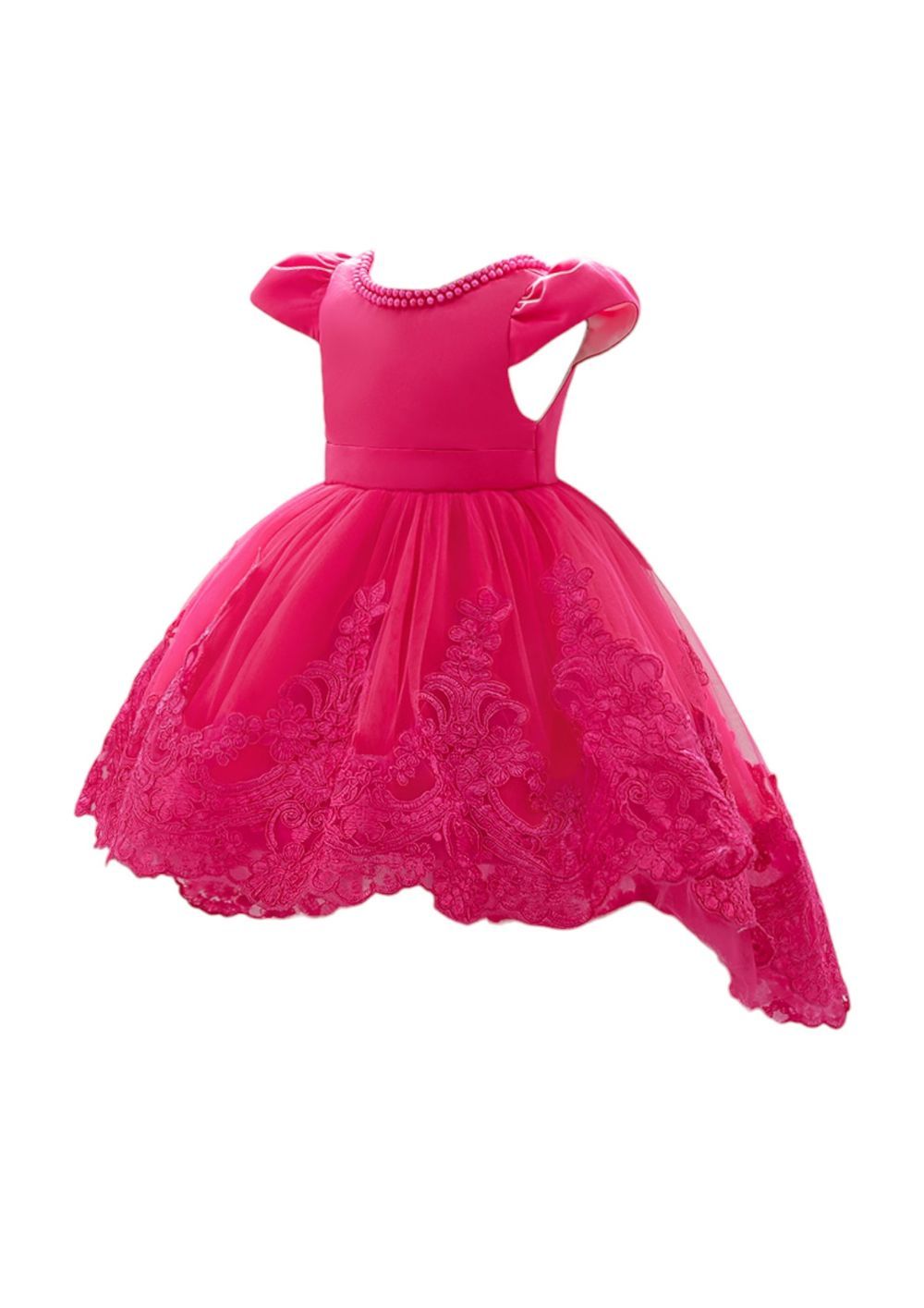 D' Daniela - Girl's Embroidery Princess Dress - Hot Pink