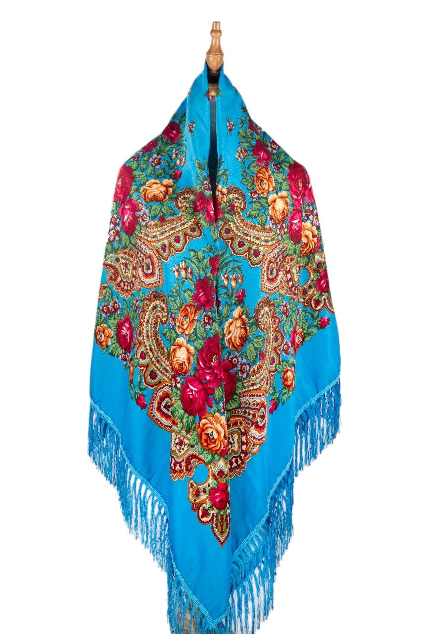 D' Daniela - Mariya Women's Traditional Printed Shawl - Blue