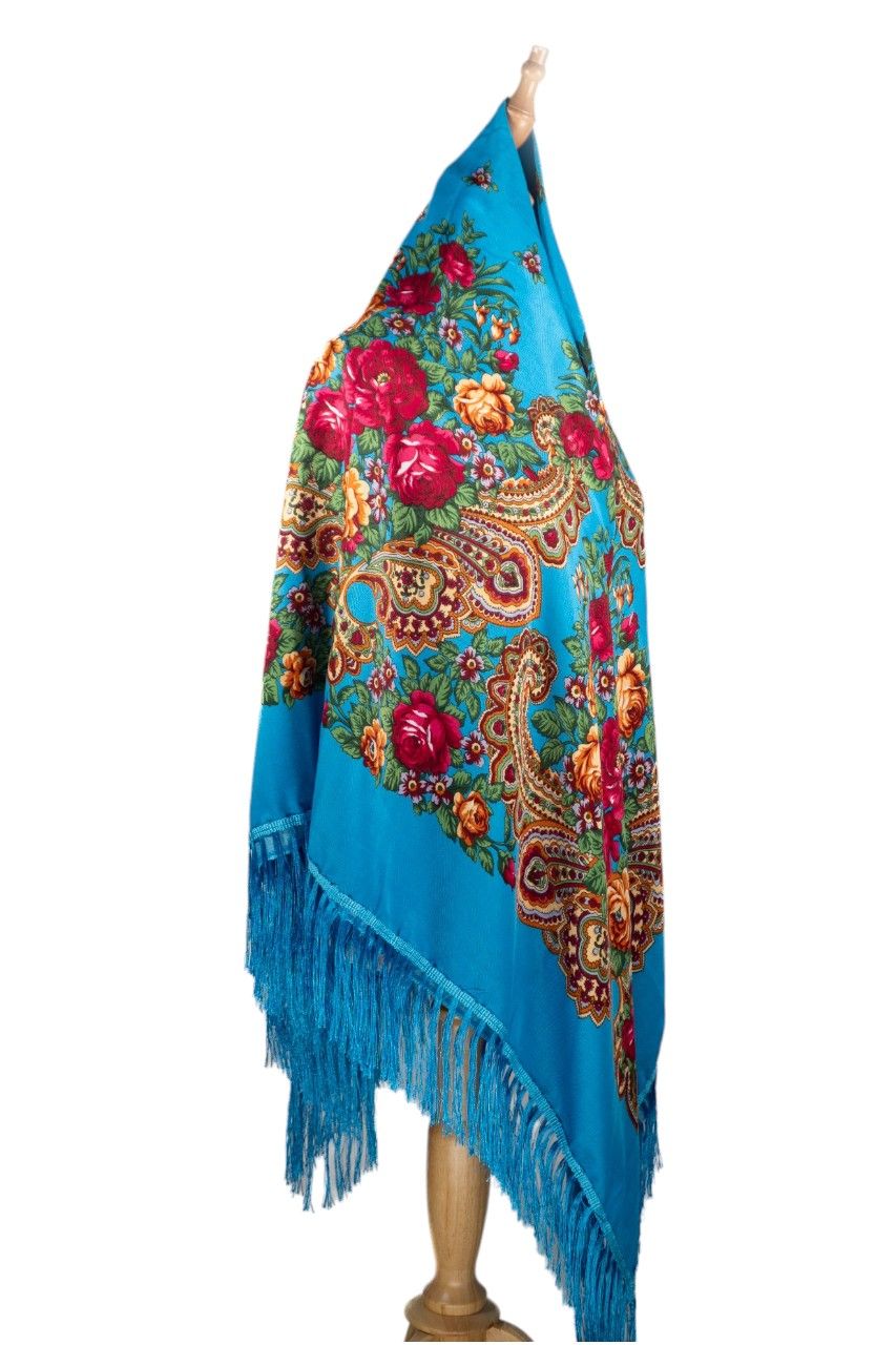 D' Daniela - Mariya Women's Traditional Printed Shawl - Blue