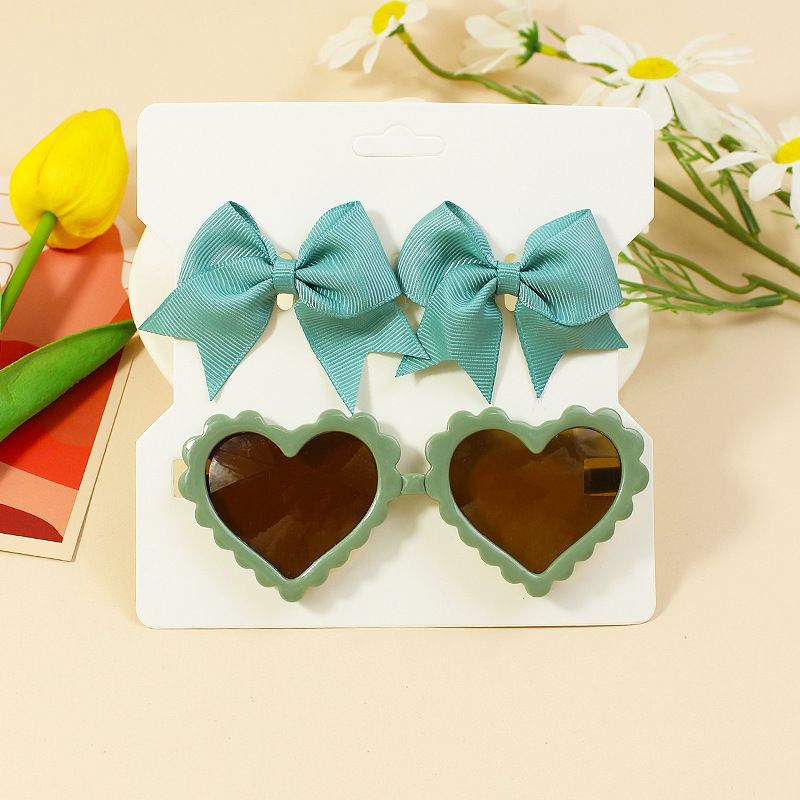 D' Daniela - Glasses and Bow Barrette Clip Set - Turquoise