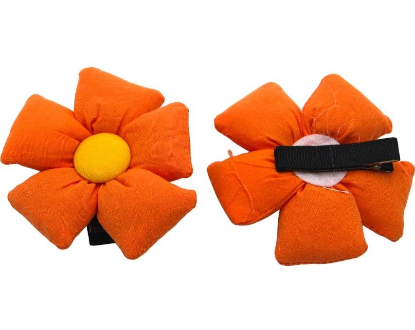 D' Daniela - Aida Glasses And Flower Shaped Clip Set - 3pcs - Orange