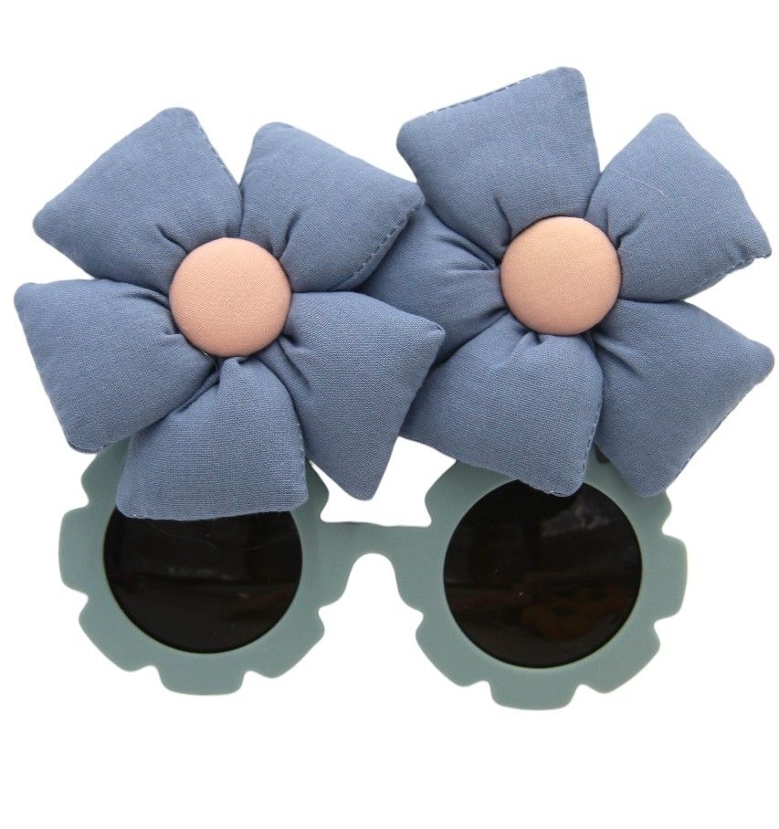 D' Daniela - Aida Glasses And Flower Shaped Clip Set - 3pcs - Cool Blue