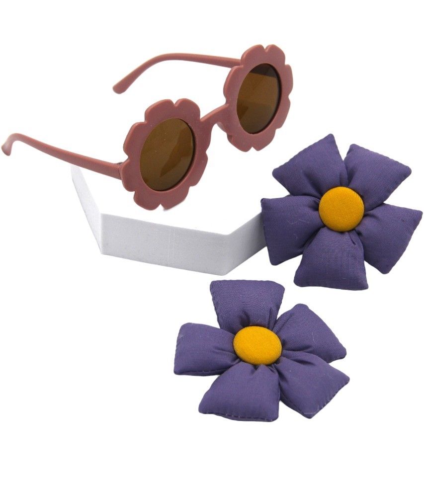 D' Daniela - Aida Glasses And Flower Shaped Clip Set - 3pcs - Violet