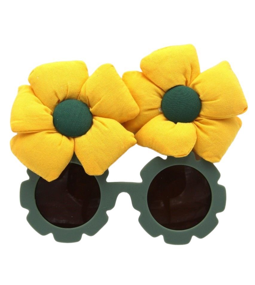 D' Daniela - Aida Glasses And Flower Shaped Clip Set - Yellow - 3 Pcs