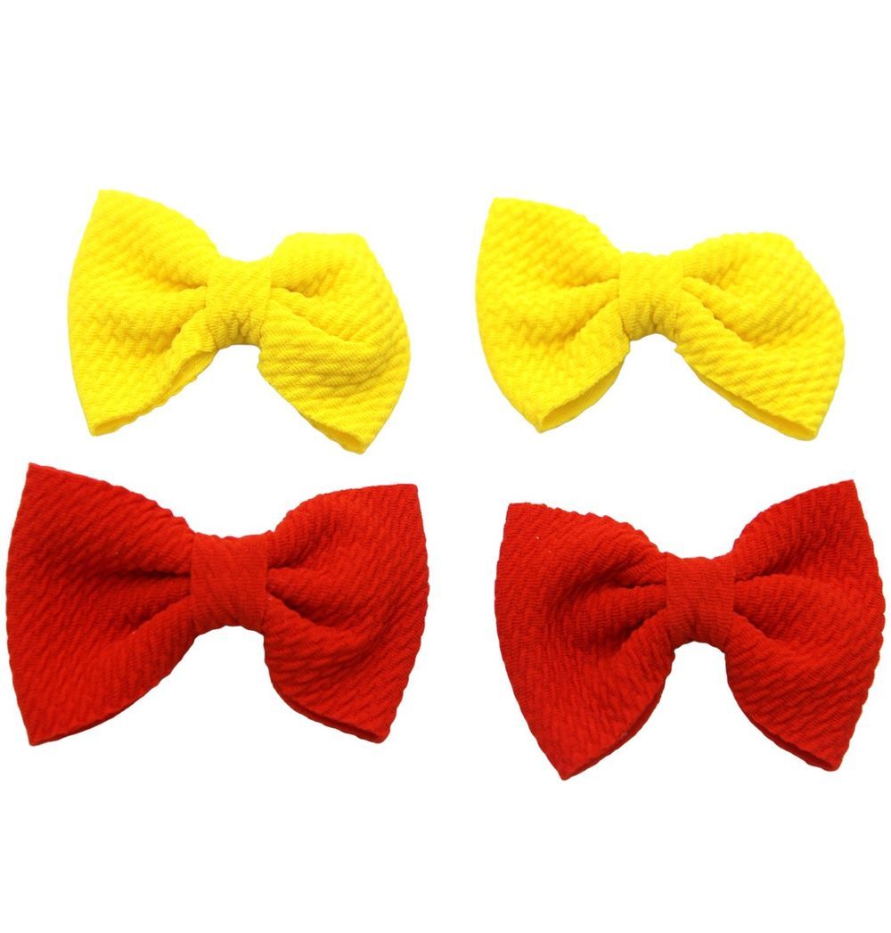 D' Daniela - Nisha Ribbon Bow Clip Set - 4pcs - Yellow/Red