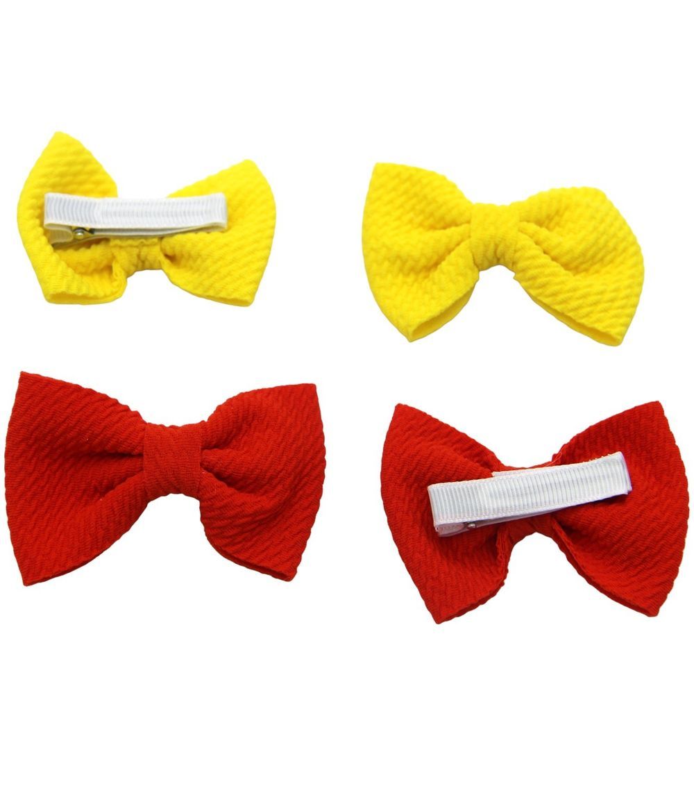 D' Daniela - Nisha Ribbon Bow Clip Set - 4pcs - Yellow/Red