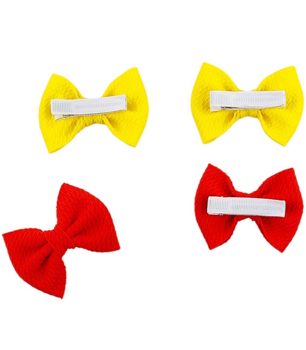 D' Daniela - Nisha Ribbon Bow Clip Set - 4pcs - Yellow/Red