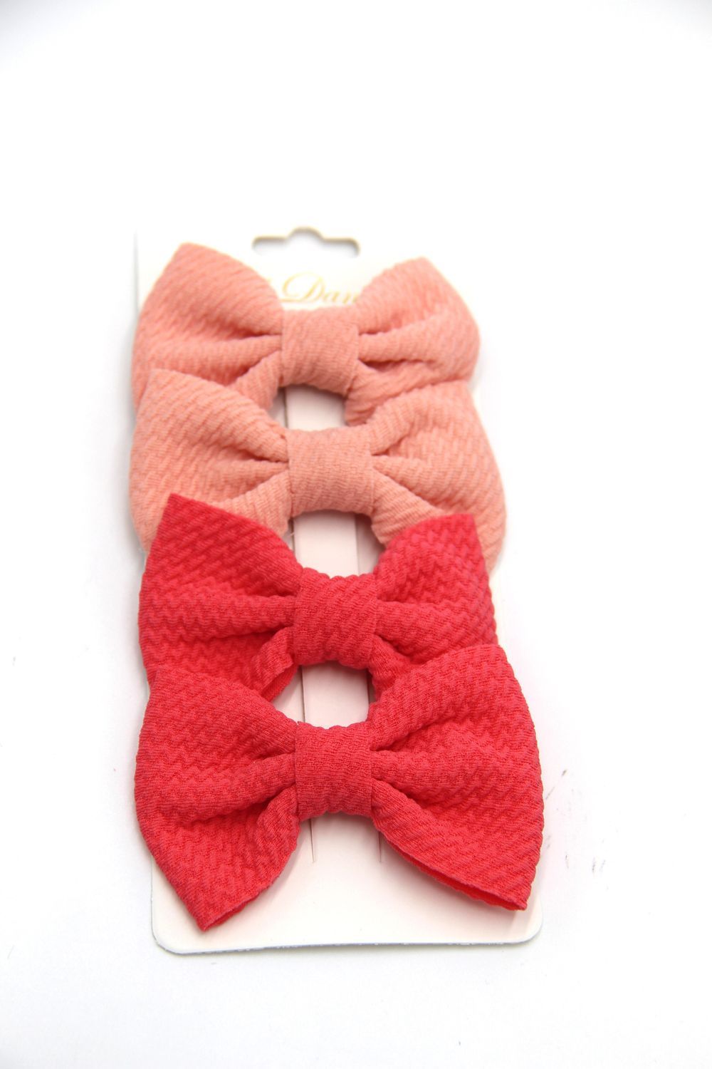 D' Daniela - Nisha Ribbon Bow Clip Set For Babies & Girls - Peach & Pomelo Pink