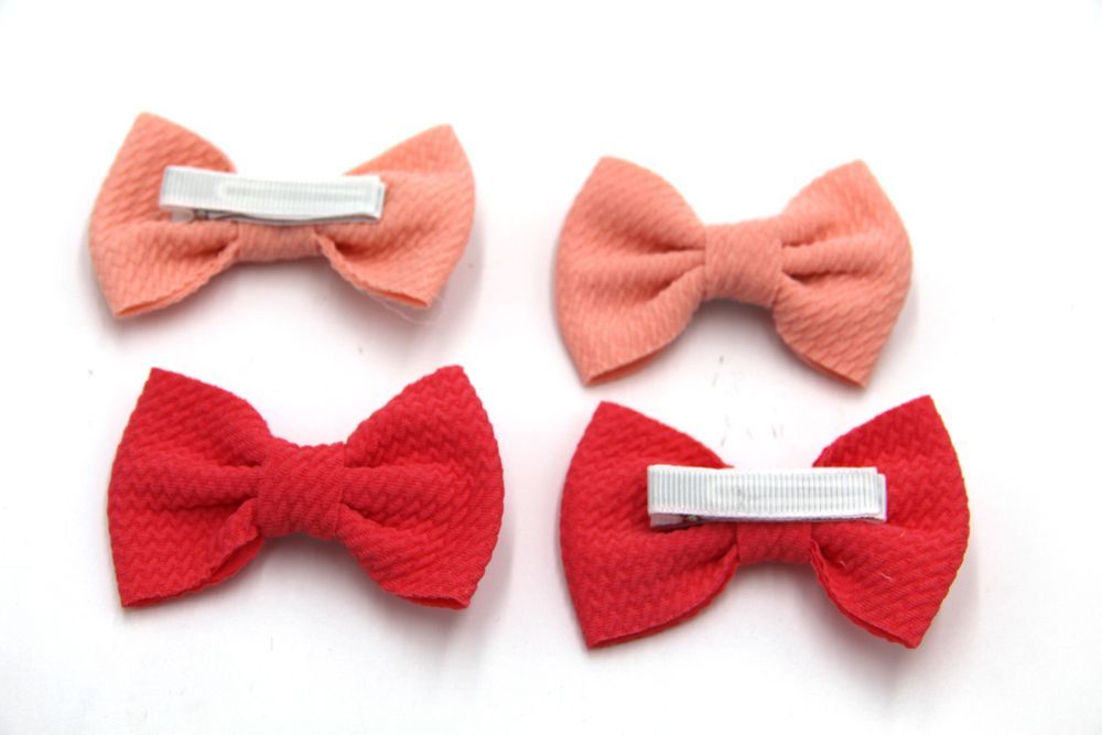 D' Daniela - Nisha Ribbon Bow Clip Set For Babies & Girls - Peach & Pomelo Pink