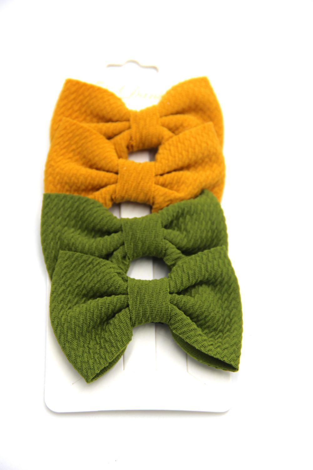 D' Daniela - Nisha Ribbon Bow Clip Set For Babies & Girls - Yellow & Green