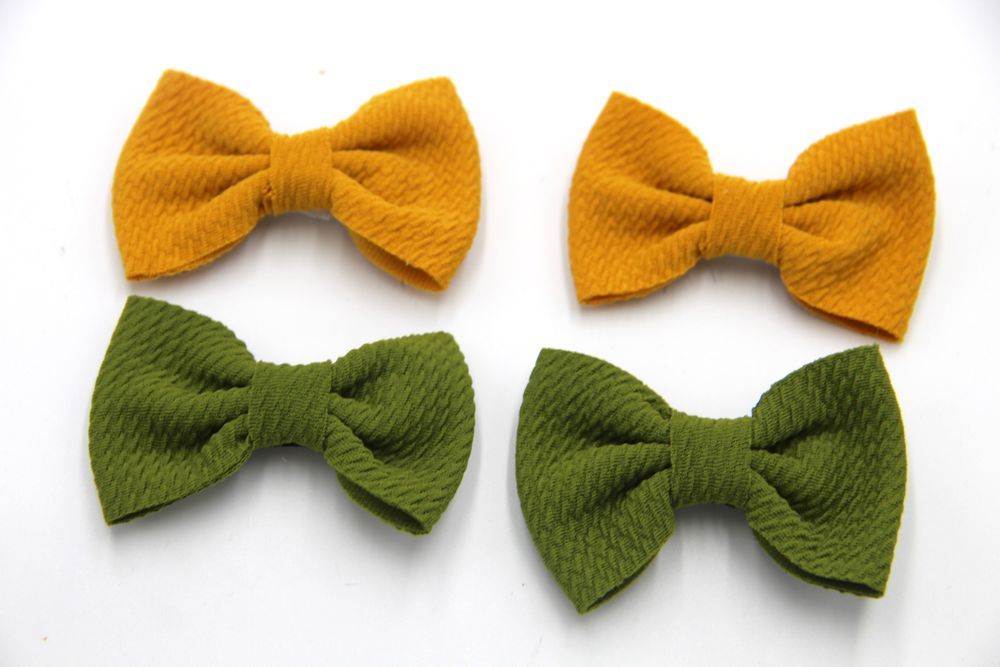 D' Daniela - Nisha Ribbon Bow Clip Set For Babies & Girls - Yellow & Green