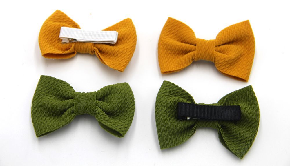 D' Daniela - Nisha Ribbon Bow Clip Set For Babies & Girls - Yellow & Green