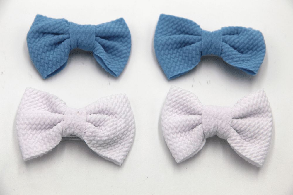 D' Daniela - Nisha Ribbon Bow Clip Set For Babies & Girls - Blue & White