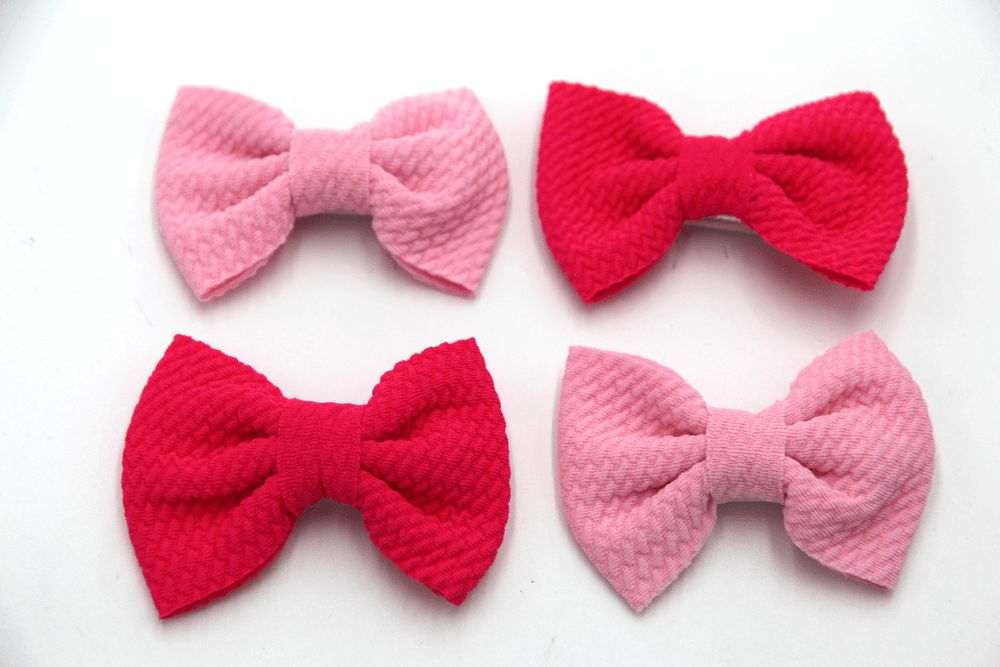 D' Daniela - Nisha Ribbon Bow Clip Set For Babies & Girls - Pink & Hot Pink