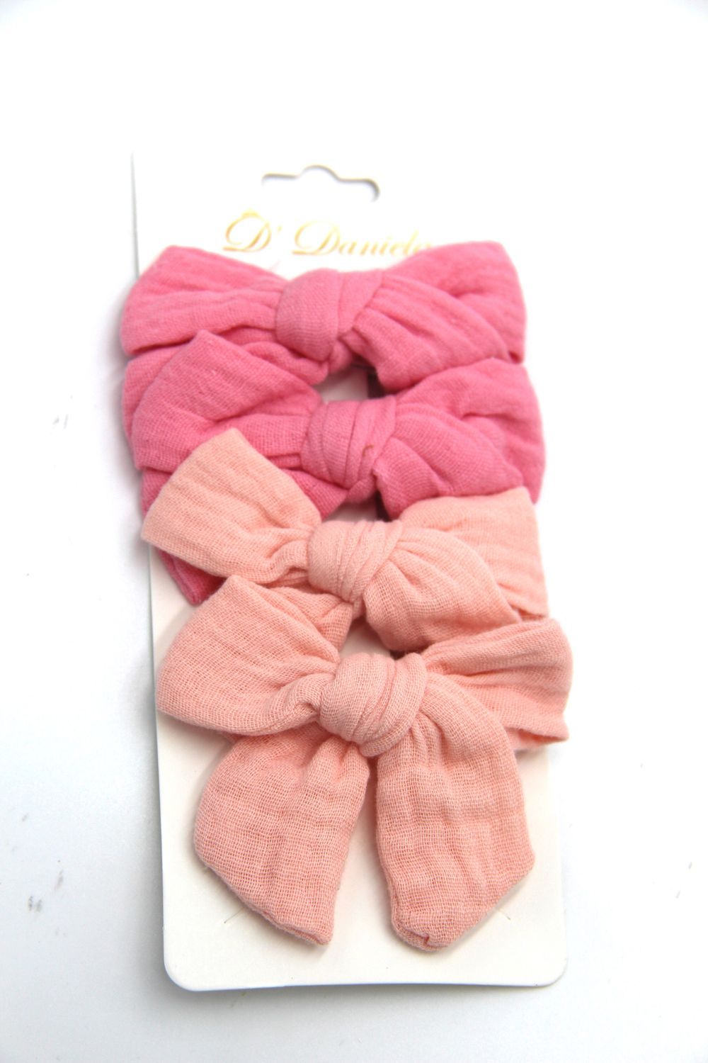 D' Daniela - Adella Ribbon Bow Clip Set For Babies & Girls - Pink & Peach