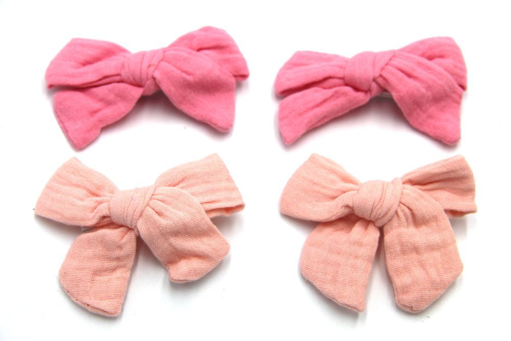 D' Daniela - Adella Ribbon Bow Clip Set For Babies & Girls - Pink & Peach