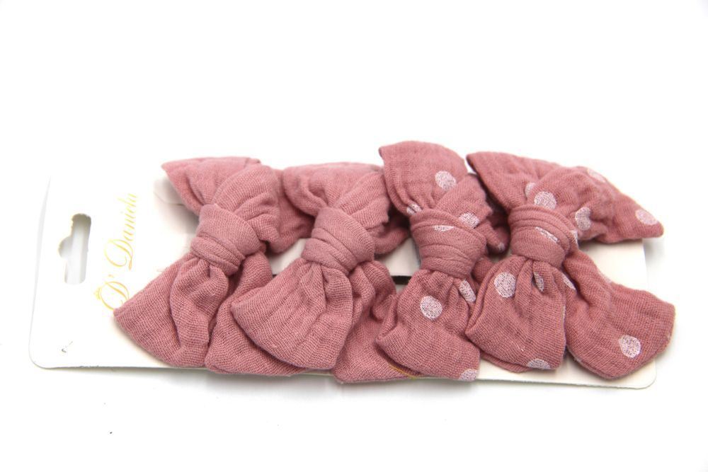 D' Daniela - Adella Ribbon Bow Clip Set For Babies & Girls - Pink & Dark Pink