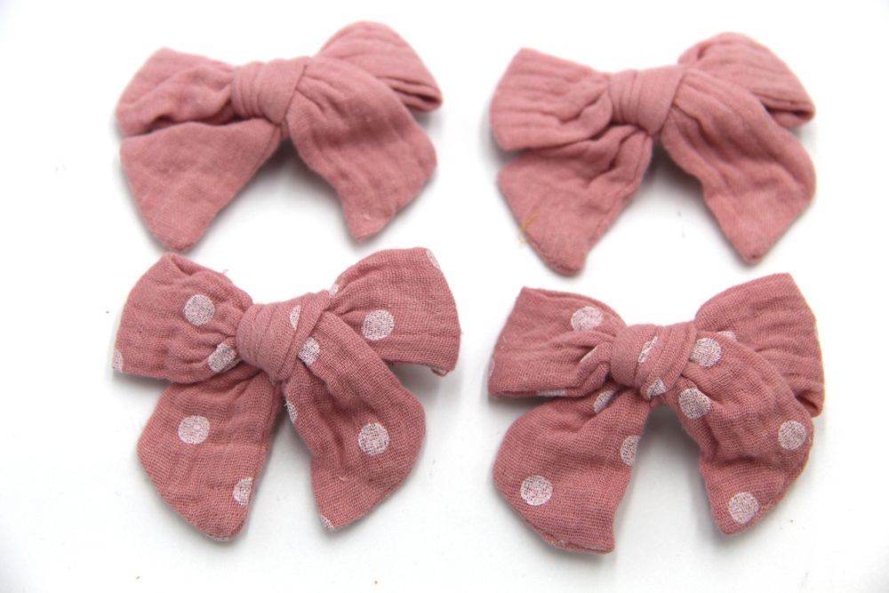 D' Daniela - Adella Ribbon Bow Clip Set For Babies & Girls - Pink & Dark Pink