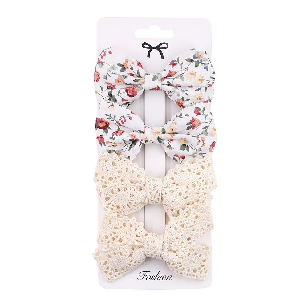 D' Daniela - Rana Ribbon Bow Clip Set For Babies & Girls - Beige & Multicolor