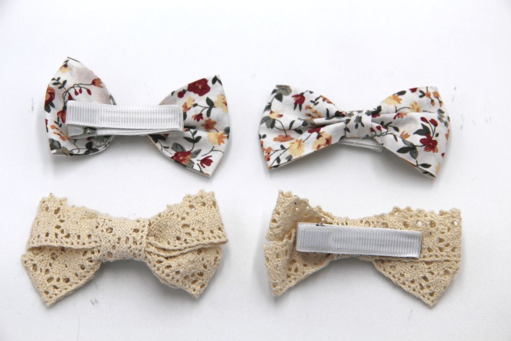 D' Daniela - Rana Ribbon Bow Clip Set For Babies & Girls - Beige & Multicolor