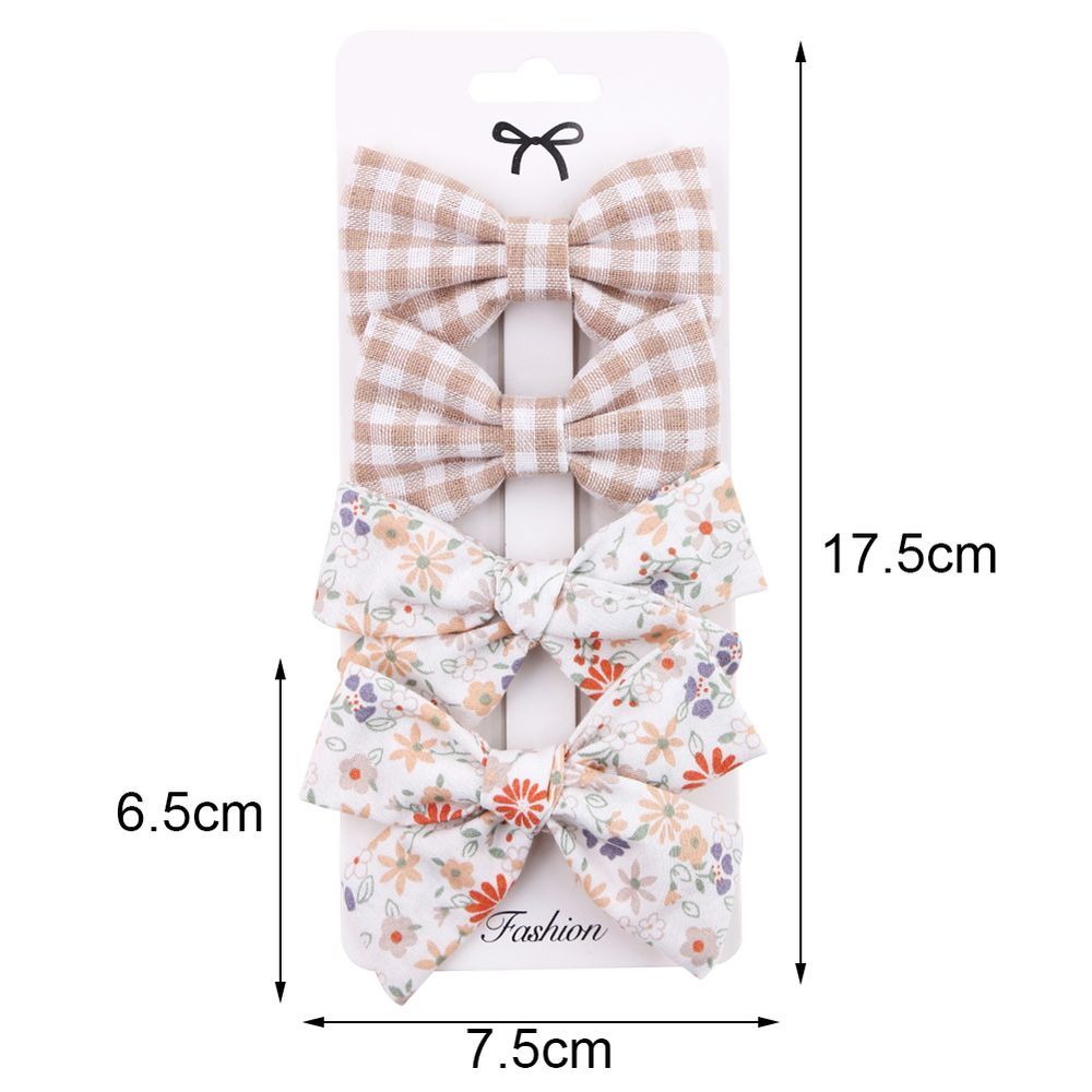 D' Daniela - Rana Ribbon Bow Clip Set For Babies & Girls - Beige & Multicolor