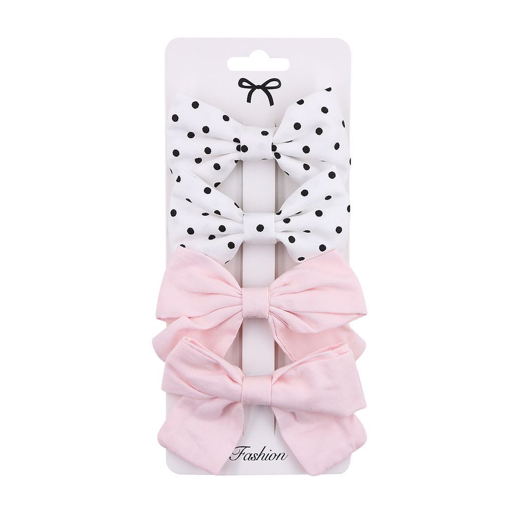 D' Daniela - Rana Ribbon Bow Clip Set For Babies & Girls - White & Baby Pink