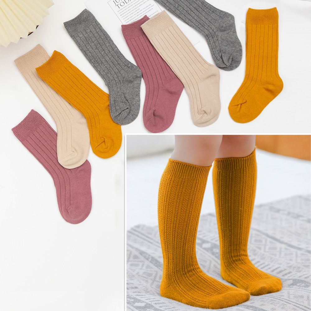 D' Daniela - Mikha Socks & Ribbon Bow Set For Babies & Girls - Mustard Yellow