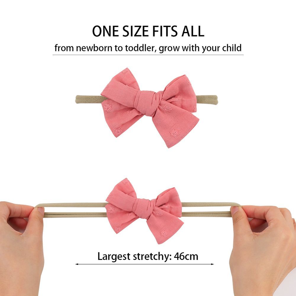 D' Daniela - Jana Ribbon Bow Clip Set W/ Ponytail For Babies & Girls - Hot Pink