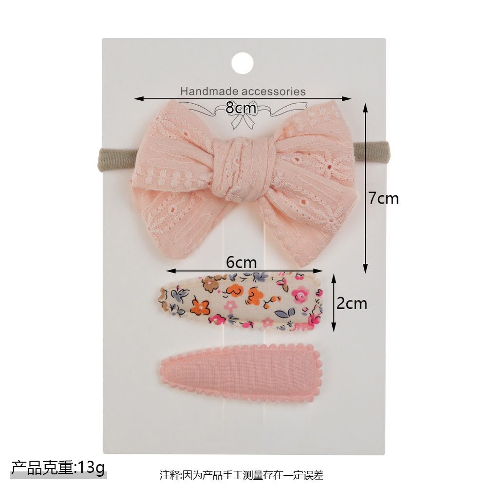 D' Daniela - Jana Ribbon Bow Clip Set - 3pcs - Peach