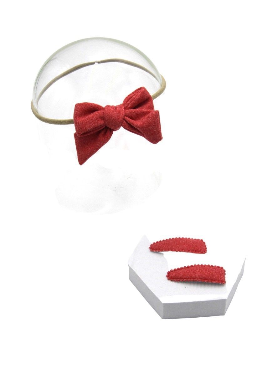 D' Daniela - Sara Ribbon Bow Clip Set - 3pcs - Red