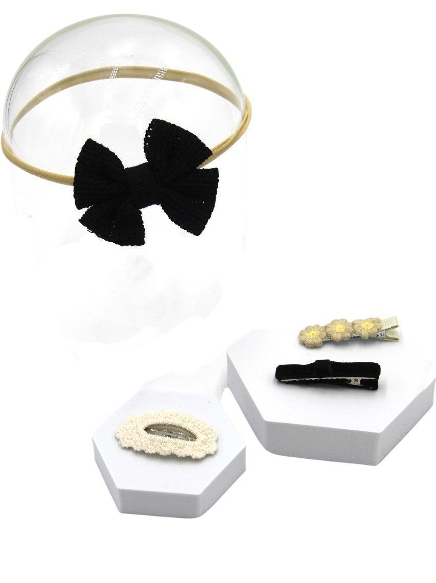 D' Daniela - Eira Ribbon Bow Clip Set - 3pcs - Black