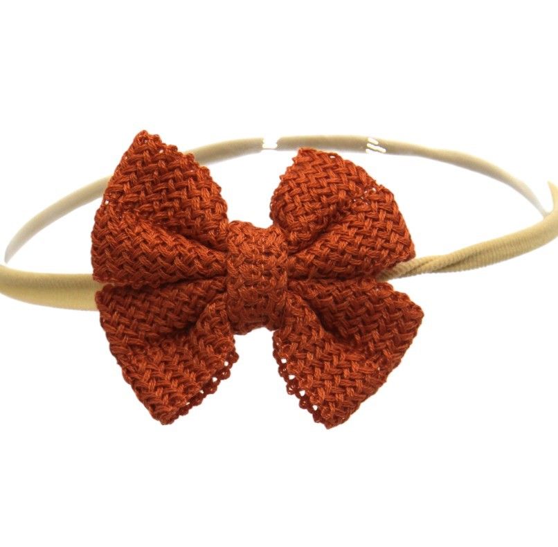 D' Daniela - Eira Ribbon, Bow, Clip And Ponytail Set - Dark Orange - 4 Pcs