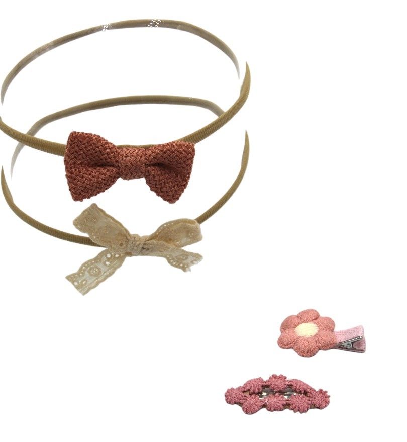 D' Daniela - Ria Ribbon, Clip, Bow And Ponytail Set - 4 Pcs