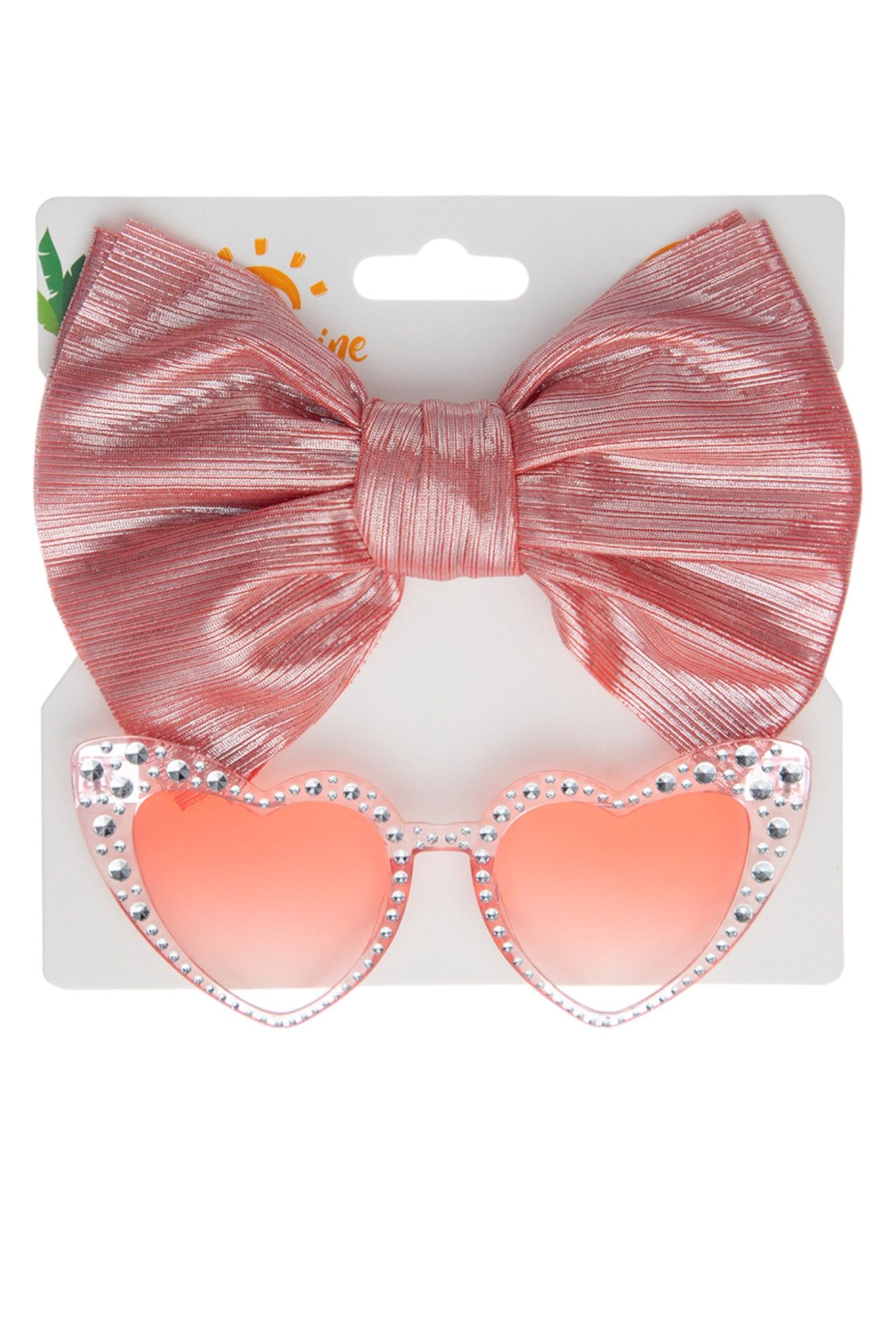 D' Daniela - Freya Glasses And Bow Barrette Clip Set - Pink