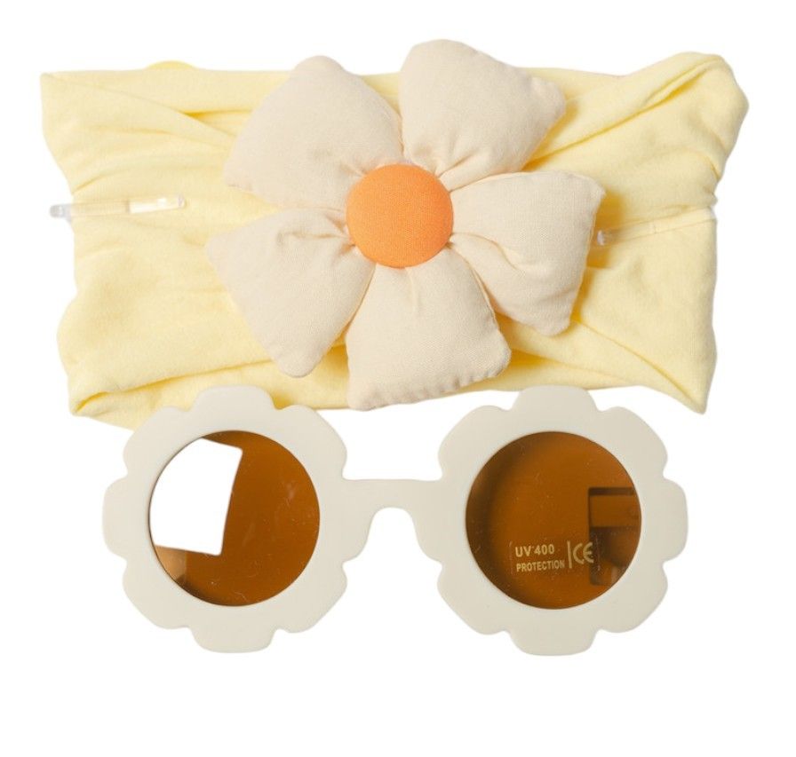 D' Daniela - Amirah Glasses & Flower Headband Set For Babies & Girls - Yellow