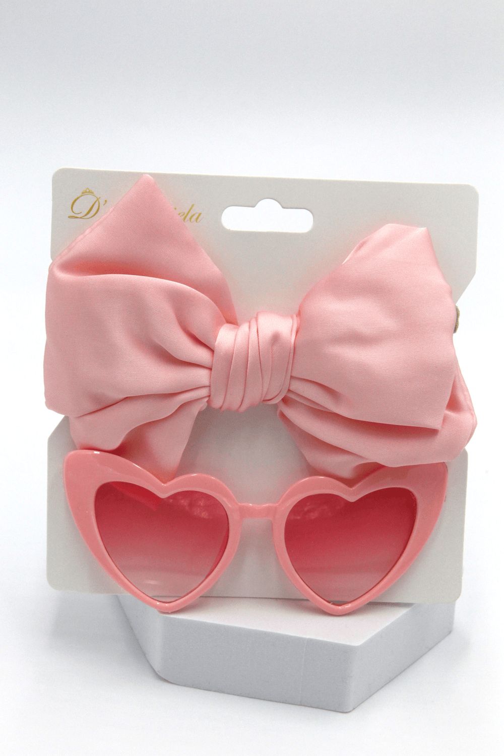 D' Daniela - Athena Glasses & Bow Barrette Ponytail Set - Baby Pink