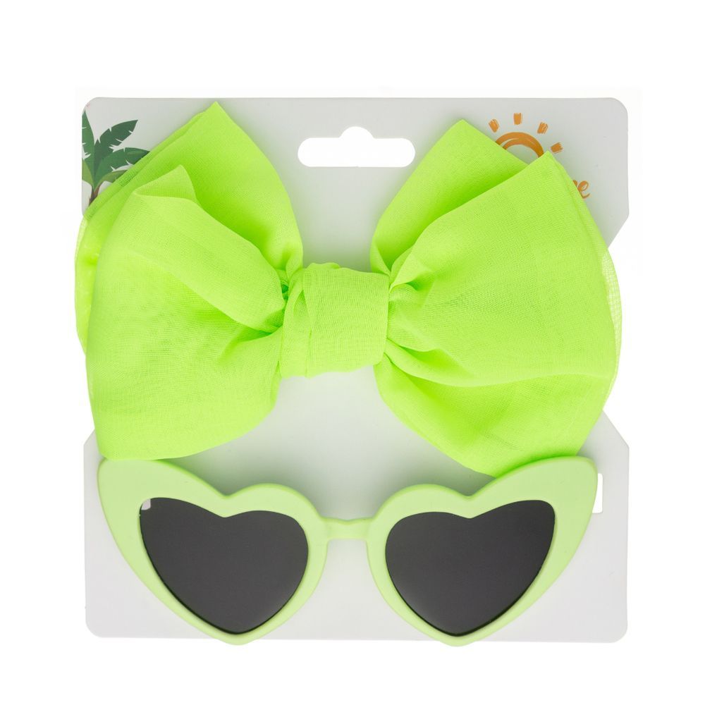 D' Daniela - Athena Glasses & Bow Barrette Ponytail Set - Neon Green