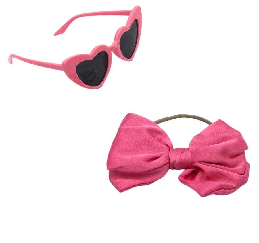 D' Daniela - Athena Glasses & Bow Barrette Ponytail Set - Pink