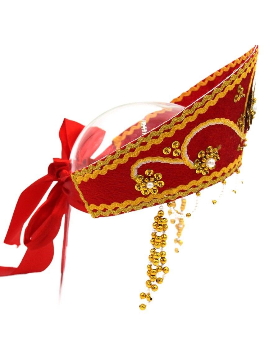 D' Daniela - Women's Traditional Headdress Kokoshnik - Red With Gold